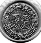 50 Reichspfennig 1928 D Weimar Republic