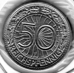 50 Reichspfennig 1938 E Weimar Republic