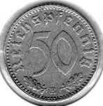 50 Reichspfennig 1941 E Third Reich with Swastika