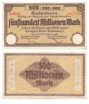 Five hundred million mark voucher city of Dresden September 12, 1923