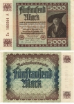 5000 Mark Reichsbanknote 2. Dezember 1922 Kaufmann Imhof RO80d DEU-91d 