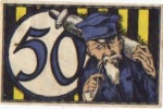 Krefeld city emergency money worth 50 pfennigs man with pipe 1921
