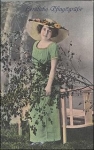 Woman with birch branch Whitsun greetings o June 10, 1916