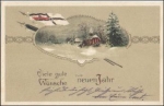 Imperial War Flag Patriotika, WWI. New year card, black-white-red, used August 25, 1916