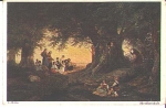 Ludwig Richter evening landscape artist card used. 1920