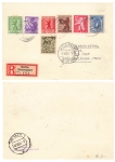 Allied occupations Berlin Michel 1A - 7A on R card o Berlin Heinersdorf September 29, 1945 to Mellingen