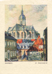 Annaberg-Buchholz, St. Anne's Church – Artist's postcard by Hans Wittig-Frießen, c. 1961