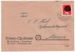 Annaberg Erzgebirge OPD Chemnitz blackening AP 788 12 Pfg Hitler Loewen pharmacy 12.7.1945 to Meissen
