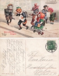 Arthur Thiele artist card Cat School The Bad Report o 1914