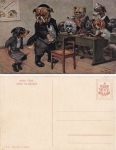 Arthur Thiele artist card dogs dachshunds at school * around 1910