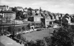 Aue Sachsen Gesamtansicht mit Bahnhof und Parkanlage Historische Postkarte 