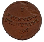 Augsburg freie Reichsstadt 1 Pfennig 1796