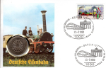 Federal Republic of Germany numismatic cover with 5 DM 19985 G 150 Years of German Railways 1993