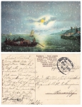 Aivasowaky Dniepr artist card railway postmark Berlin Holzminden train 399 October 18, 1914