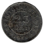 Belgien Deutsche Besetzung 1. Weltkrieg 25 Cent (25 Centimes) 1916