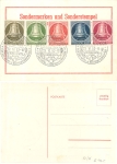 Berlin Michel 82-86 o Freiheitsglocke rechts auf Karte ​​​​​​​mit Sonderstempel Bundesfachschau Berlin 23.10.1952