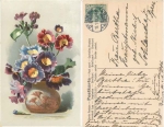 Blumen in Vase Künstlerkarte o 15.10.1913