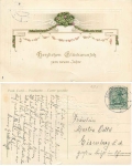 Flower basket Art Nouveau embossed card o 1912