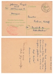 British occupation postal stationery 6 Rpf. paid with red stamp Elmshorn fee paid o Neumünster February 25, 1946