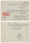 Burgkunstadt violet fee paid stamp on R-letter o 9.2.1946 to Dresden