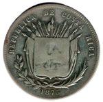COSTA RICA 50 Centavos 1875 Silbermünze