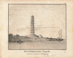Chinesische Pagode zwischen Canton in Whampoa original Lithographie um 1837