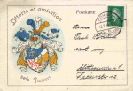 Student society postcard featuring an owl in the coat of arms (Mittweida?) – c. 1938