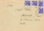 DDR Fünfjahrplan Michel 407 Mehrfachfrankatur auf Brief o Radebeul 27.2.1954
