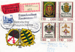 DDR Michel 3306-09 Post und Fernmeldewesen Viererblock auf Expres R-Brief o Sellin 2.10.1990