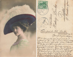 Lady with feather hat Railway post Leipzig-Saalfeld train 368 1912
