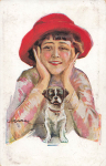Lady with Dog Artist Card Usabal Luis o 1917