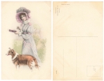 Lady with dog artist card M. Munk 741 *ca.1910