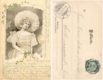 Dame mit Hut Künstlerkarte o 13.6.1901