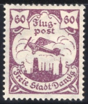 Danzig Michel 67y — Unused with hinge — Airmail stamp — Sideways watermark