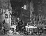 The chemist David Teniers W. French original steel engraving Dresden Gallery around 1850