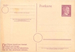 The Fuhrer only knows combat,... postal stationery 6 Pfennig Hitler ZIP code district * around 1944