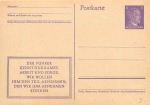 The Führer only knows combat,... postal stationery 6 Pfennig Hitler in the frame * around 1944