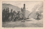 The Rhine No. 8 Mouse Tower near Bingen Artist's postcard Otto Ubbelohde Mandt-Verlag * around 1920