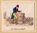 The Scissor Grinder Woodcut Old Colored around 1820 