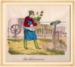 The rope spinner original woodcut, old colored around 1820