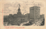 Michigan Detroit City Hall a. Majestic Building embossed card o July 14, 1907