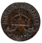 German East Africa 1 Heller 1907 J