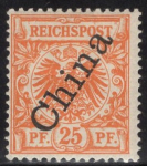 Deutsche Post in China  Michel 5 II * steiler Aufdruck ungebraucht mit Falz Krone Adler