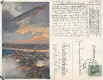 Zeppelin über Antwerpen Künstlerkarte von Eckenbrecher Deutscher Luftflotten-Verein o 28.7.1915