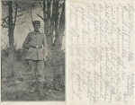 Deutscher Soldat in felddienstuniform 1. WK Echtfoto gebr. 21.5. 1915