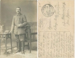 Deutscher Soldat mit Socken 1.WK Serienkarte 3442/2 * um 1915Deutscher Soldat in Uniform 1.WK Feldpost 2.3.1916