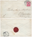 German Empire postal stationery envelope 10 Pfennig railway postmark Hude Nordenhamm train 50 March 13, 1890 to Ellwurden