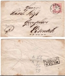 German Reich postal stationery envelope with a small breastplate on a letter from Gotha 8/23/1873 to Eisenach
