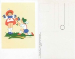 Die bayrischen Holzpuppen "Du und Ich" Künstlerkarte Ingeborg Fiegert Karte um 1940