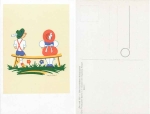 Die bayrischen Holzpuppen "Du und Ich" Künstlerkarte Ingeborg Fiegert Karte1 um 1940